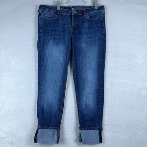Gap Straight Leg Jeans Rolled Cuffed Hem Medium Wash Womens Blue Size 10/30R